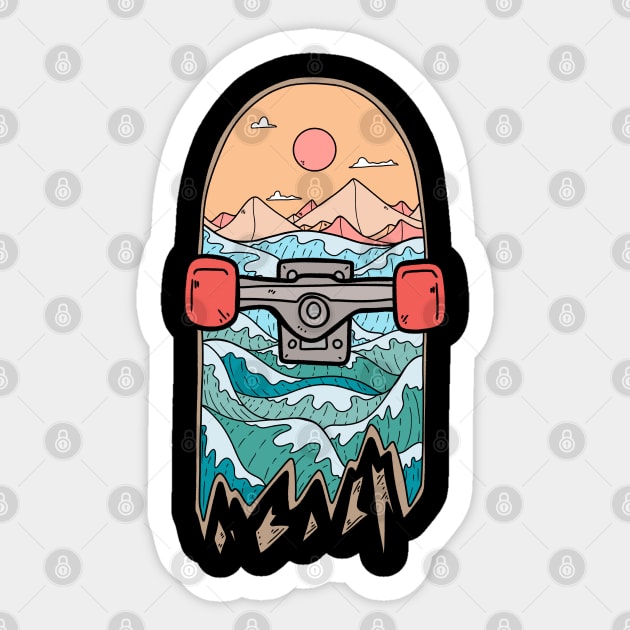 Broken ocean deck Sticker by Swadeillustrations